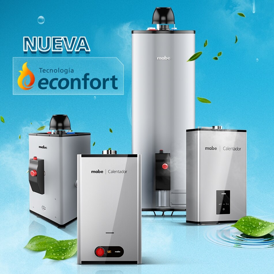 Nueva tecnología econfort. Pulsa aquí para ver calentadores Mabe.