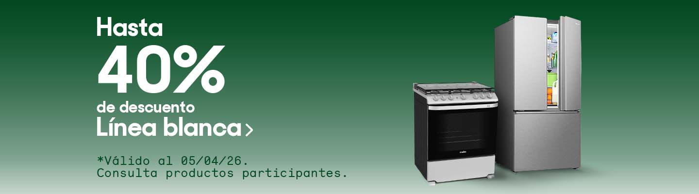 Hasta 40% de descuento en línea blanca. Válido al 5 de abril 2026. Consulta productos participantes. Pulsa aquí para elegir. 