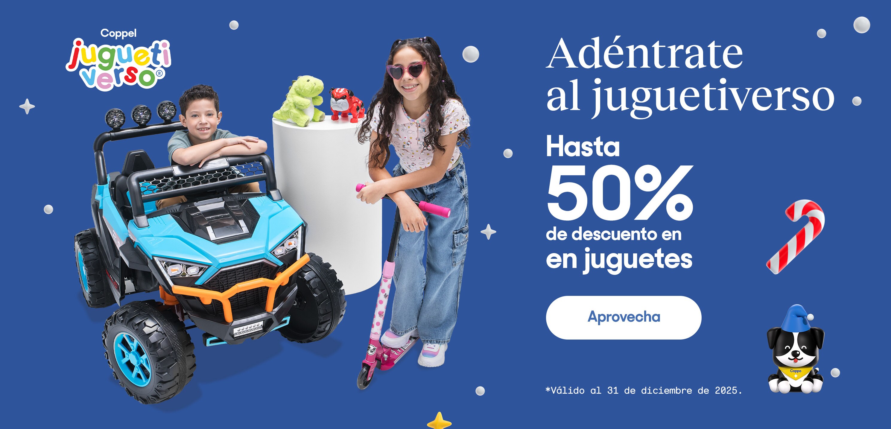 Adéntrate al juguetiverso. Hasta 50 por ciento de descuento en jueguetes. Válido al 31 de diciembre de 2025. Pulsa aquí para ver productos.