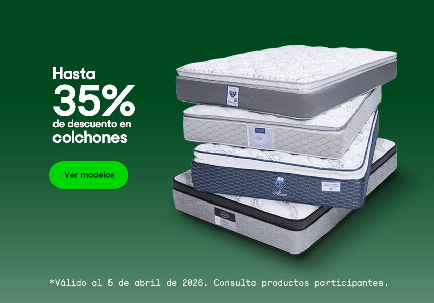 Hasta 35% de descuento en colchones. Válido al 5 de abril 2026. Consulta productos participantes. Pulsa aquí para elegir.