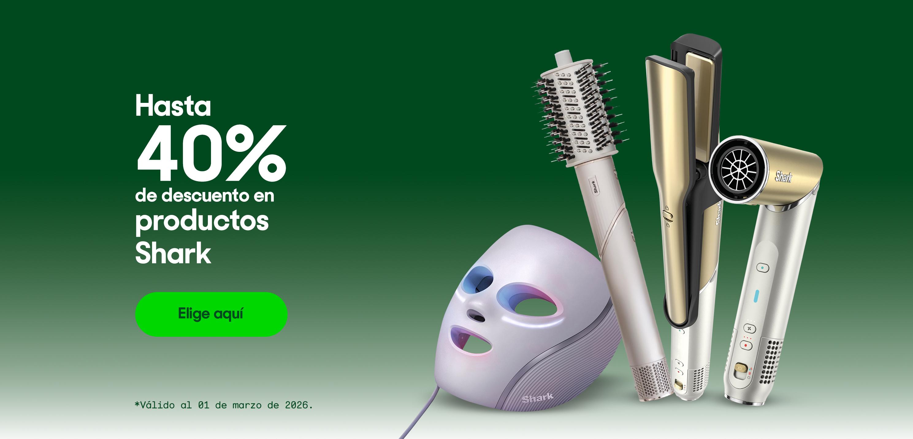 Hasta 40 por ciento de descuento en productos Shark. Válido al 1 de marzo de 2026. Pulsa aquí para elegir.
