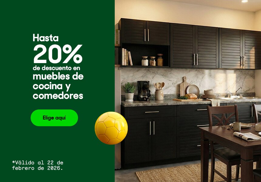 Hasta 20% de descuento en cocinas y comedores. Válido al 22 de febrero de 2026. Pulsa aquí para elegir.