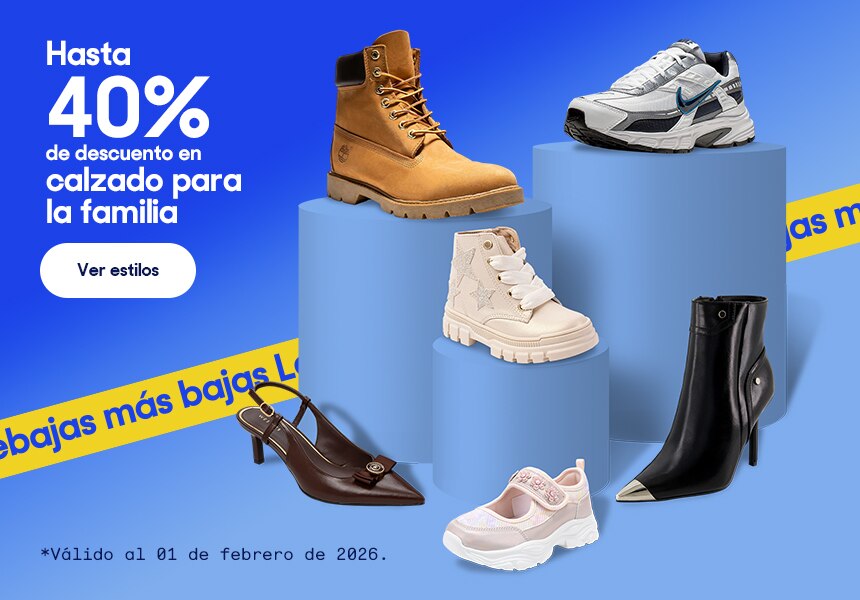 Hasta 40% de descuento en calzado para la familia. Válido al 1 de febrero de 2026. Pulsa aquí para elegir.