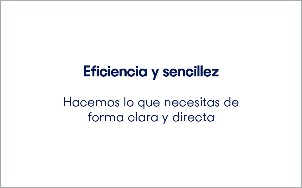 Eficiencia y sencillez. Hacemos lo que necesitas de forma clara y directa.