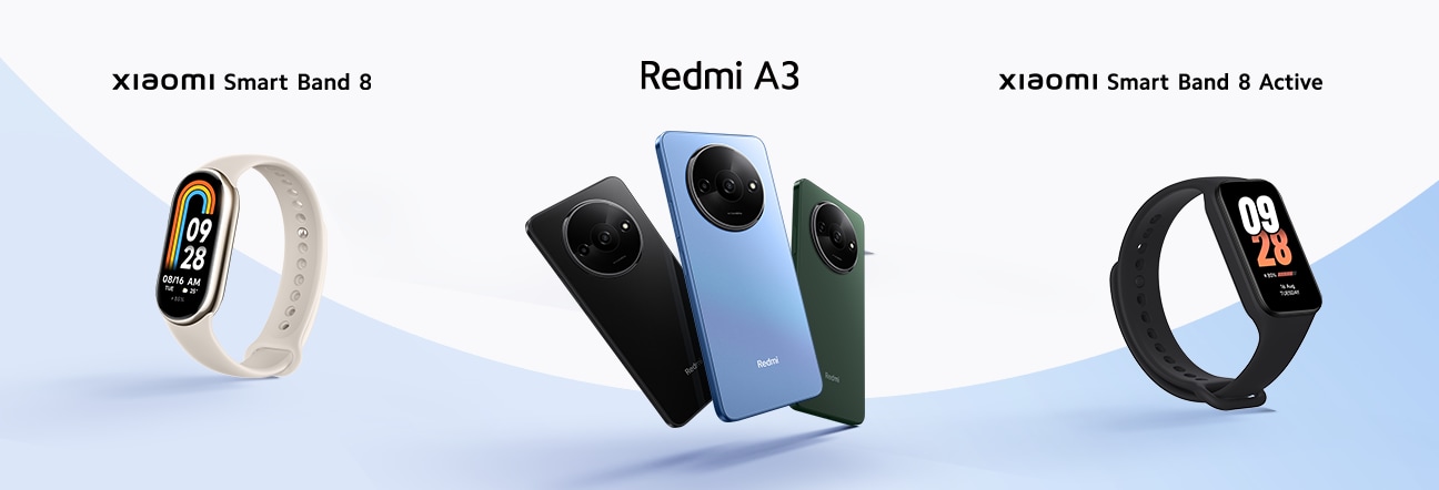 Tus favoritos de Xiaomi. Xiaomi Smart Band 8, Redmi A3 y Xiaomi Smart Band 8 Active. Pulsa aquí para estrenar ahora.