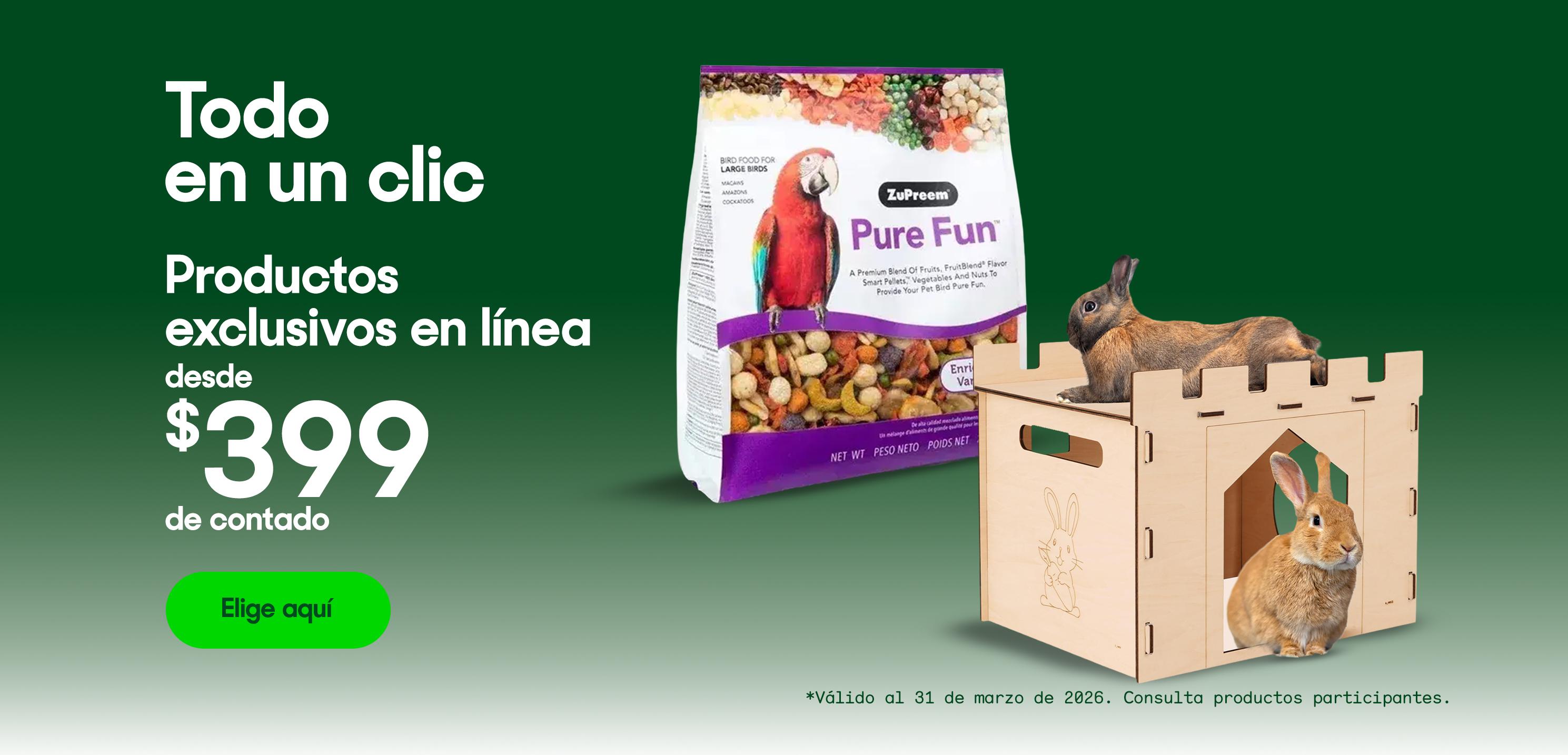Todo en un clic. Productos exclusivos en línea desde 399 pesos de contado. *Válido al 31 de marzo de 2026. Pulsa aquí para ver más.