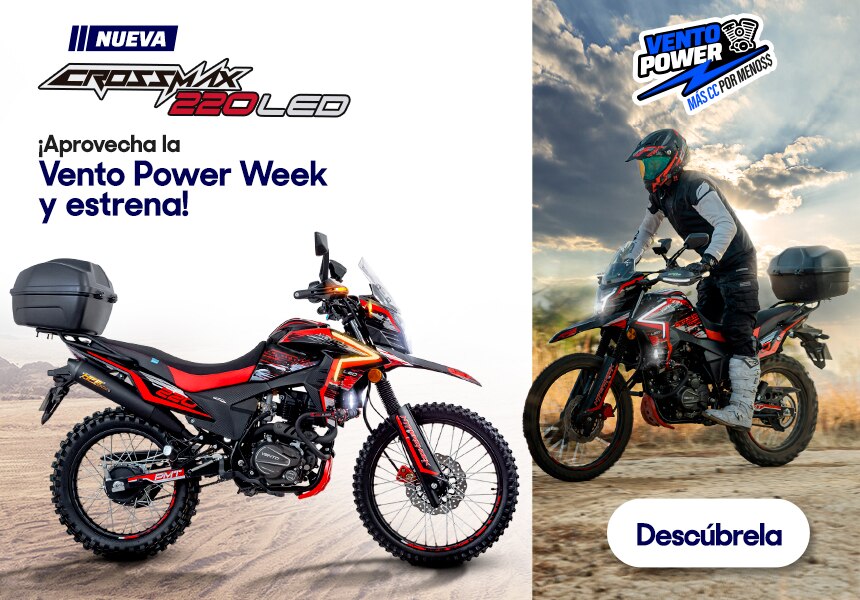 CrossMax 220 LED. ¡Aprovecha la Vento Power Week y estrena! Más CC por menos. Pulsa aquí para elegir tu moto.