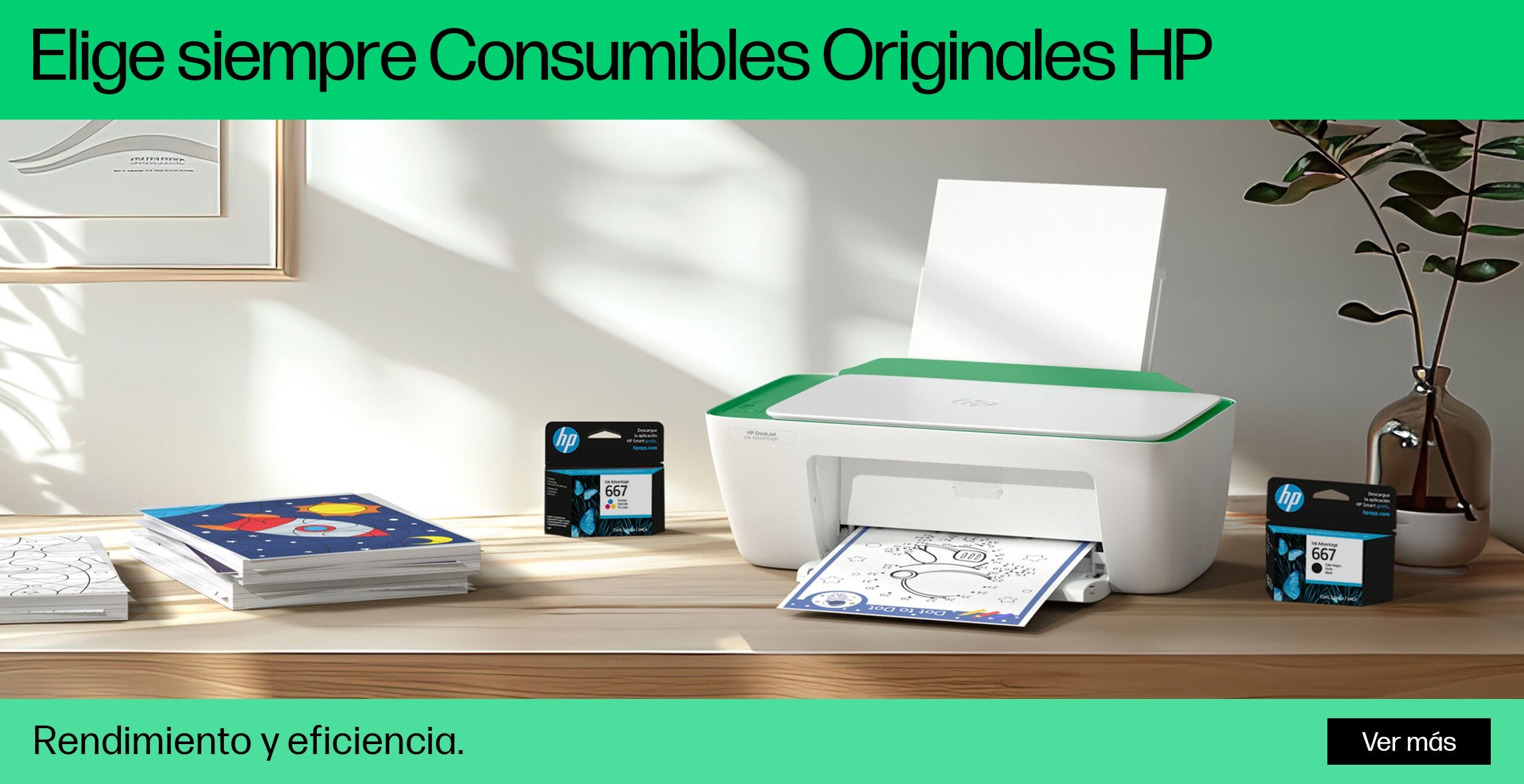 Elige siempre Consumibles Originales HP. Rendimiento y eficiencia. Pulsa aquí para equiparte.