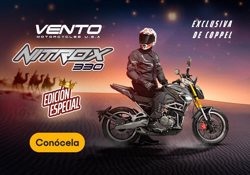 Vento. Motocicleta Nitrox 330 edición especial. Modelo exclusivo en Coppel. Pulsa aquí para comprar.