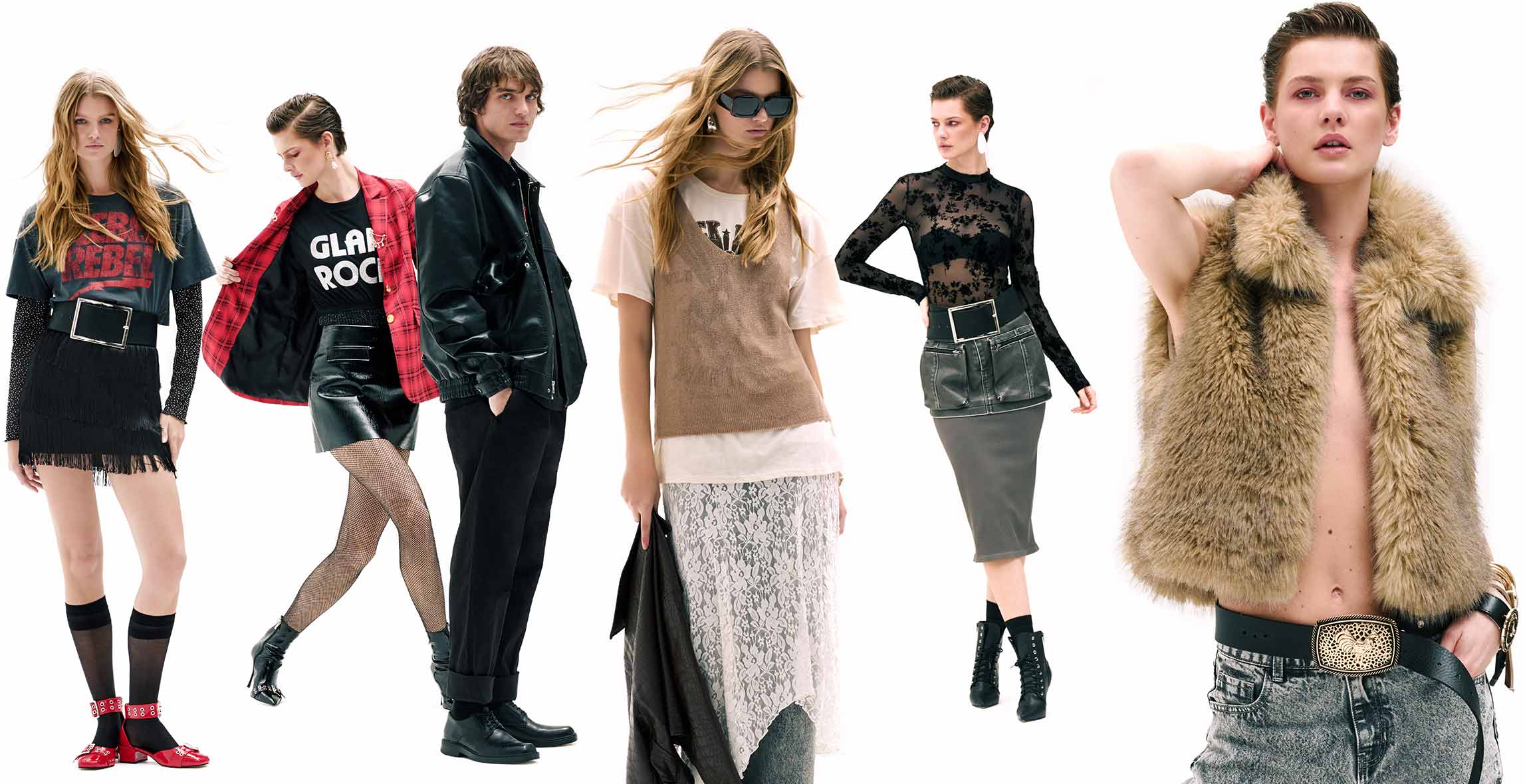 Imagen de 5 modelos usando looks Strona en tendencia. Pulsa aquí para armar el tuyo.