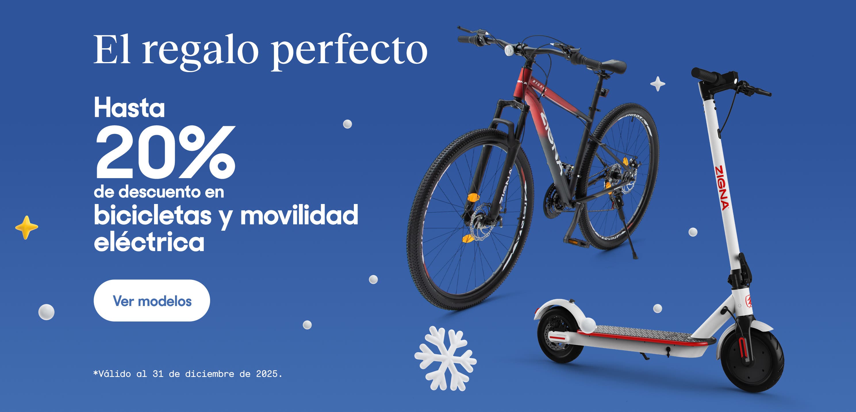 El regalo perfecto. Hasta 30% de descuento en bicicletas y movilidad eléctrica. *Válido al 31 de diciembre de 2025. Pulsa aquí para ver más