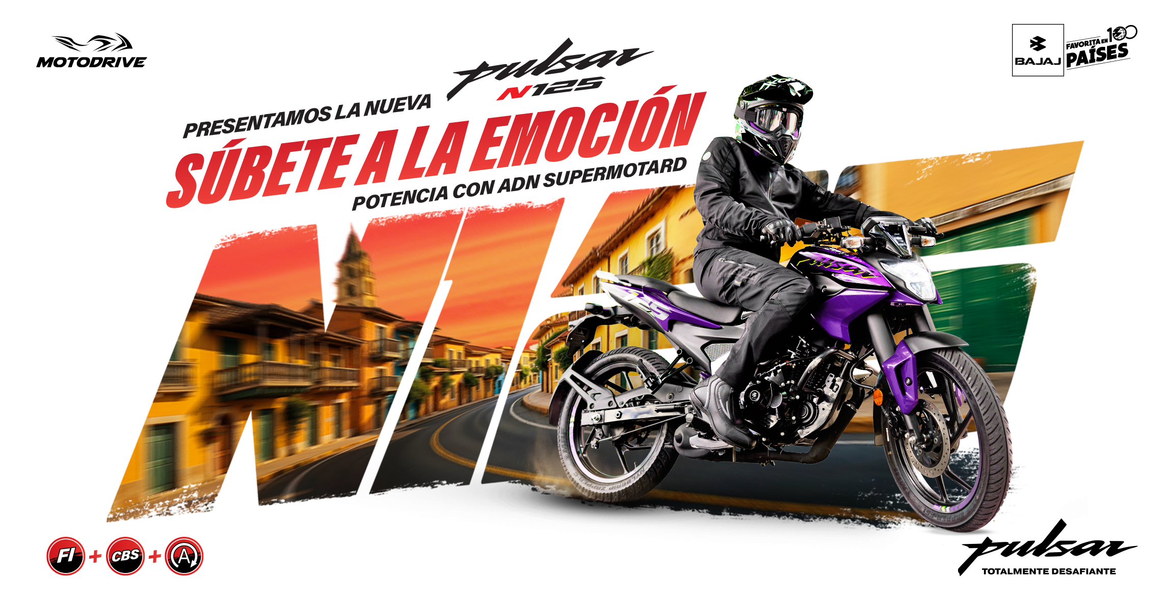 Motodrive. Presentamos la nueva Pulsa N 125. Súbete a la emoción, potencia con ADN Supermotard. Pulsa aquí para estrenar tu motocicleta.