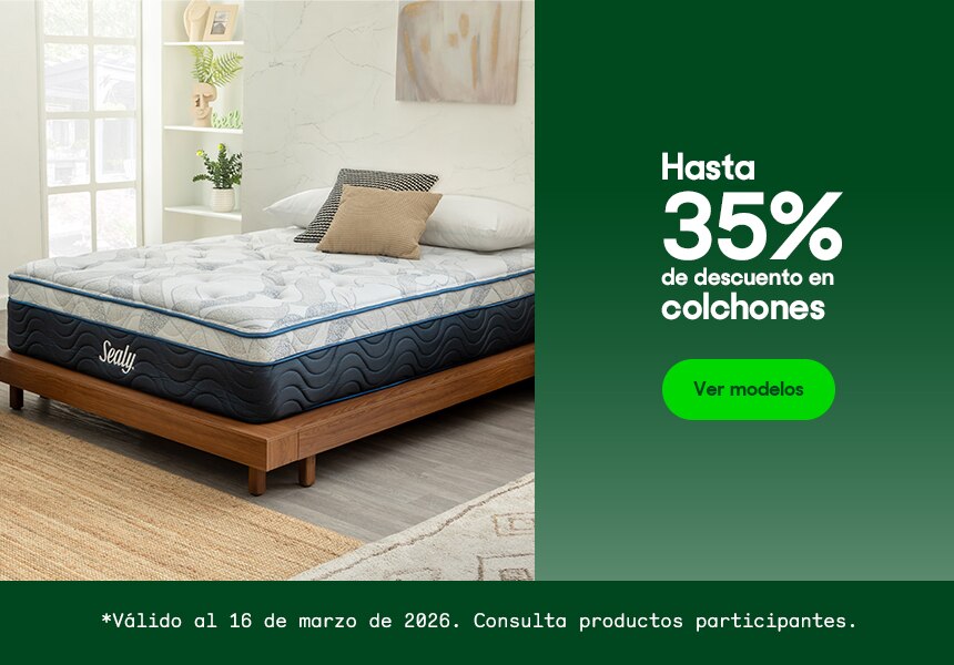 Hasta 35% de descuento en colchones. Válido al 15 de marzo de 2026. Pulsa aquí para elegir.
