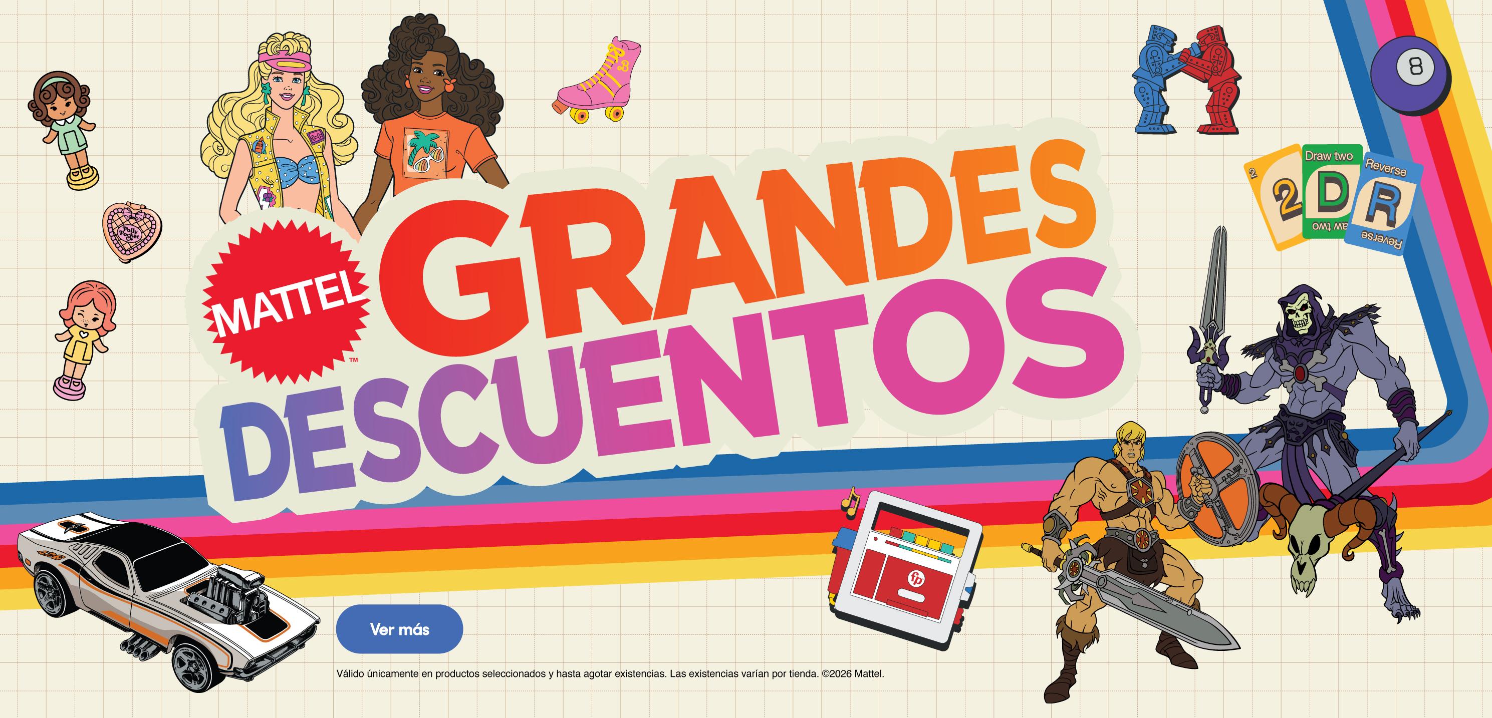 Mattel. Grandes descuentos. Válido únicamente en productos seleccionados y hasta agotar existencias. Las existencias varían por tienda. Pulsa aquí para comprar.