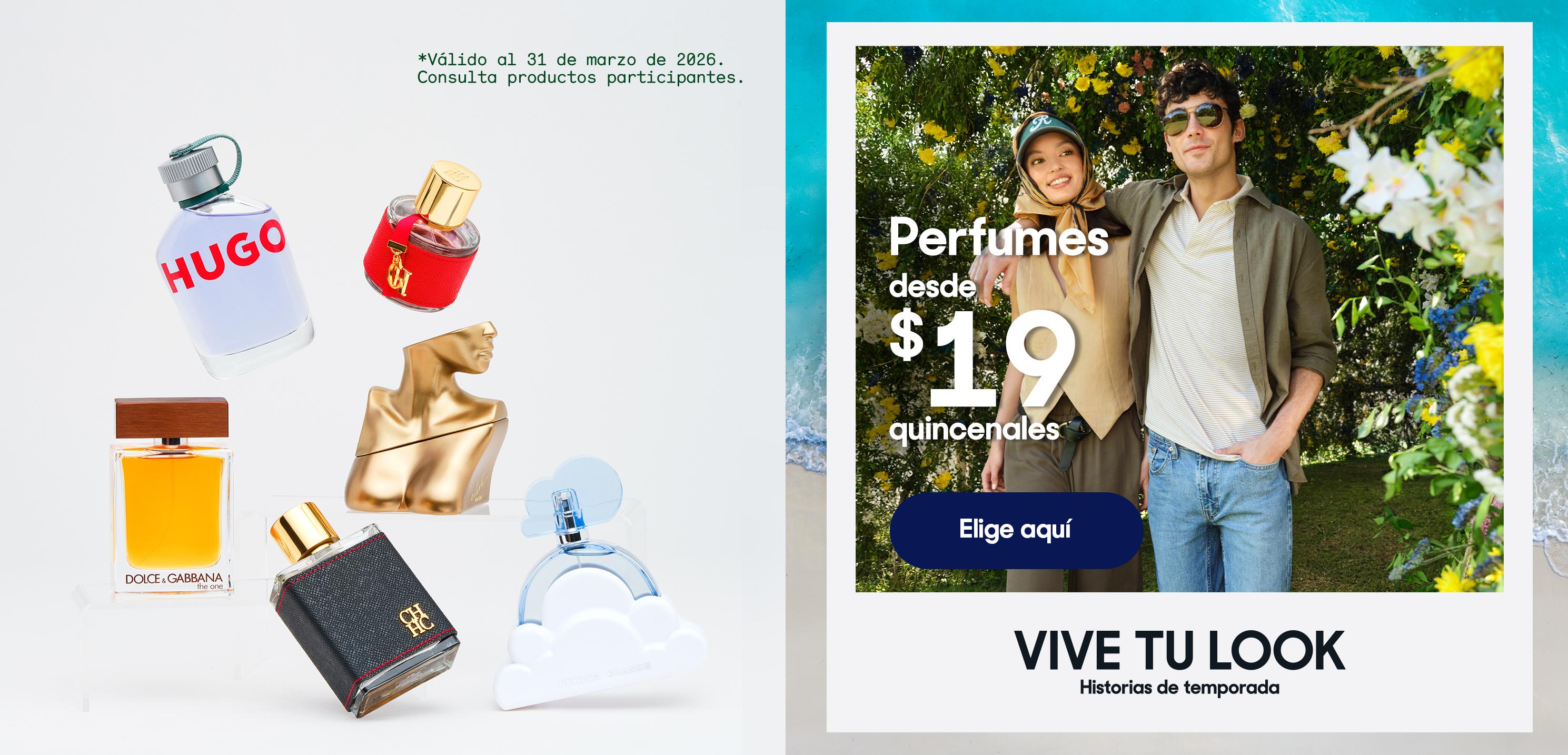 Olores primaverales. Perfumes desde 19 pesos quincenales. *Válido al 31 de marzo de 2026. Pulsa aquí para ver más